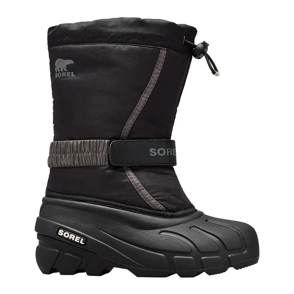 Sorel Flurry Kids’ Black and Gray Insulated Winter Boots Size 7 Big Kids EUC